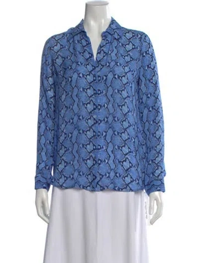 Pre-owned L'agence Silk Paisley Print Blouse In Blue