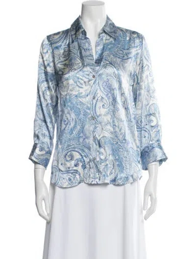 Pre-owned L'agence Silk Paisley Print Blouse In Blue