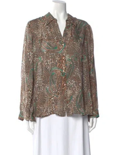 Pre-owned L'agence Silk Paisley Print Blouse In Brown