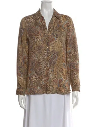 Pre-owned L'agence Silk Paisley Print Blouse In Brown