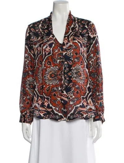 Pre-owned L'agence Silk Paisley Print Blouse In Multi