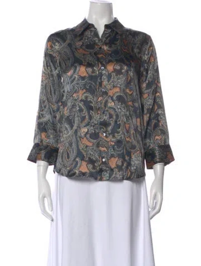 Pre-owned L'agence Silk Paisley Print Blouse In Multi