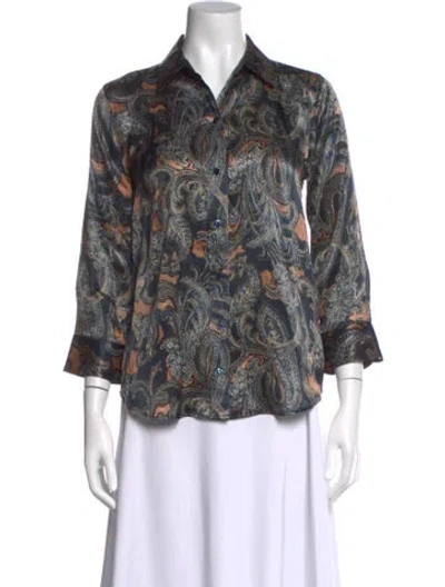 Pre-owned L'agence Silk Paisley Print Blouse In Multi