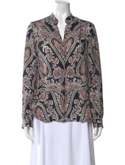 Pre-owned L'agence Silk Paisley Print Blouse In Multi