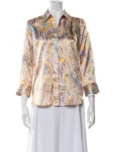 Pre-owned L'agence Silk Paisley Print Blouse In Multicolor