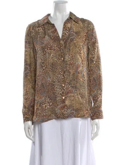 Pre-owned L'agence Silk Paisley Print Blouse In Neutral