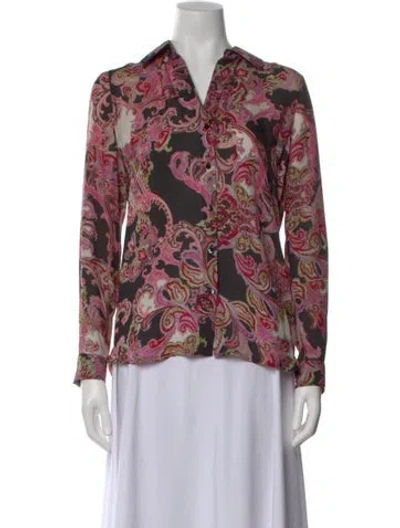 Pre-owned L'agence Silk Paisley Print Blouse In Pink