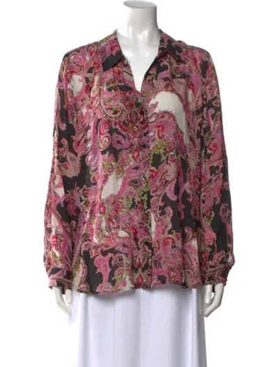 Pre-owned L'agence Silk Paisley Print Blouse In Pink