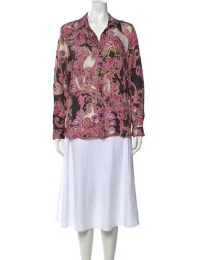 Pre-owned L'agence Silk Paisley Print Blouse In Pink