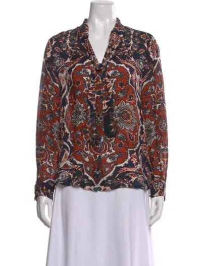 Pre-owned L'agence Silk Paisley Print Blouse In Red