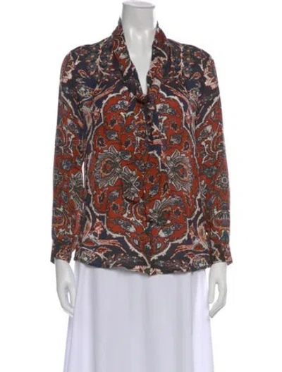 Pre-owned L'agence Silk Paisley Print Blouse In Red