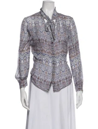 Pre-owned L'agence Silk Paisley Print Blouse In White