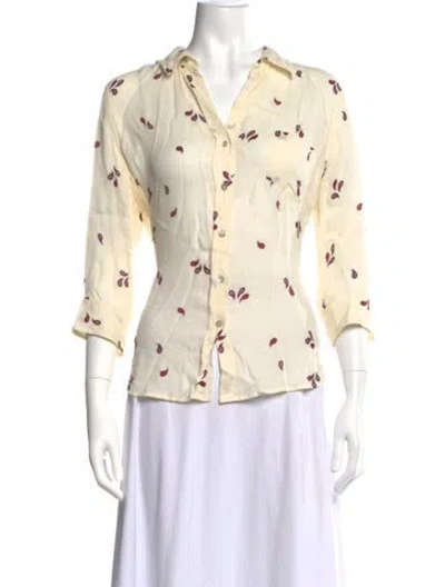 Pre-owned L'agence Silk Paisley Print Blouse In White