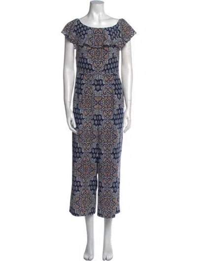 Pre-owned L'agence Silk Paisley Print Jumpsuit In Blue