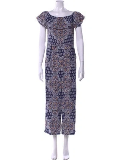 Pre-owned L'agence Silk Paisley Print Jumpsuit In Blue