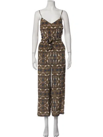 Pre-owned L'agence Silk Paisley Print Jumpsuit In Brown