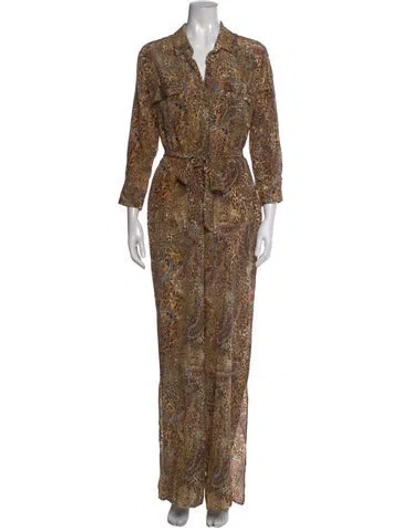 Pre-owned L'agence Silk Paisley Print Jumpsuit In Multi