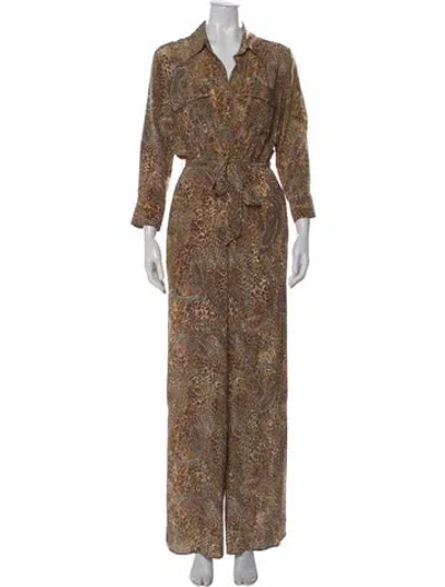 Pre-owned L'agence Silk Paisley Print Jumpsuit In Neutral