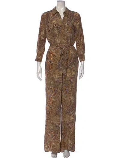 Pre-owned L'agence Silk Paisley Print Jumpsuit In Neutral