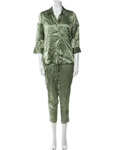 Pre-owned L'agence Silk Pant Set In Green