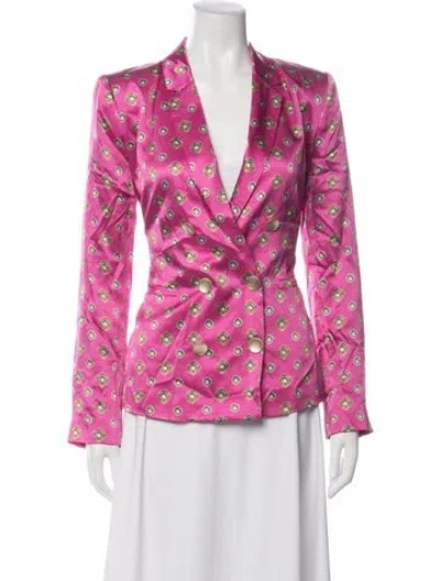 Pre-owned L'agence Silk Patterned Blazer W/ Tags In Pink