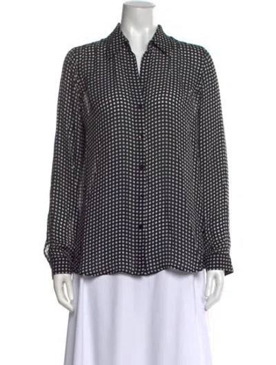 Pre-owned L'agence Silk Patterned Blouse In Black