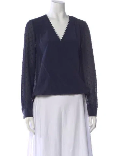 Pre-owned L'agence Silk Patterned Blouse In Blue