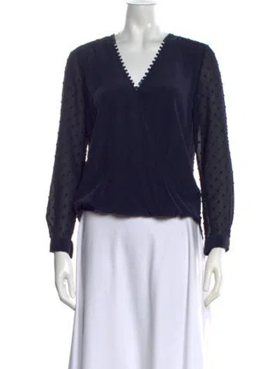 Pre-owned L'agence Silk Patterned Blouse In Blue