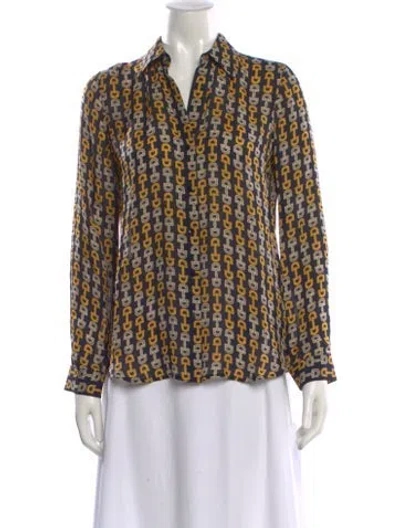 Pre-owned L'agence Silk Patterned Blouse In Multi