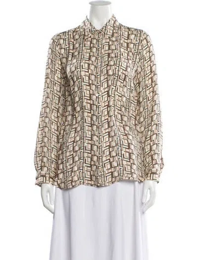 Pre-owned L'agence Silk Patterned Blouse In Neutral