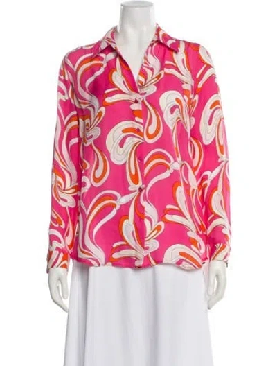 Pre-owned L'agence Silk Patterned Blouse In Pink