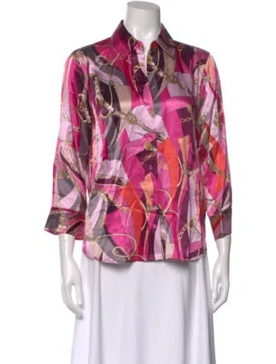Pre-owned L'agence Silk Patterned Blouse W/ Tags In Pink