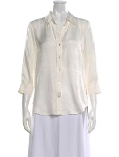 Pre-owned L'agence Silk Patterned Blouse In White