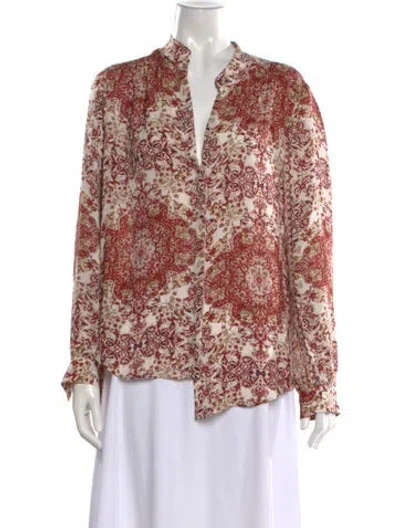 Pre-owned L'agence Silk Patterned Blouse In White