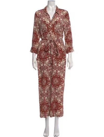 Pre-owned L'agence Silk Patterned Jumpsuit In Neutrals