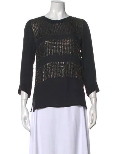 Pre-owned L'agence Silk Patterned Top In Black