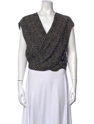 Pre-owned L'agence Silk Patterned Top In Black