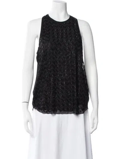 Pre-owned L'agence Silk Patterned Top In Black