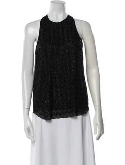 Pre-owned L'agence Silk Patterned Top In Black