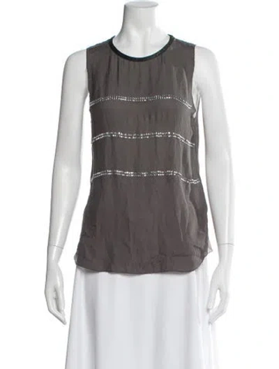 Pre-owned L'agence Silk Patterned Top In Gray