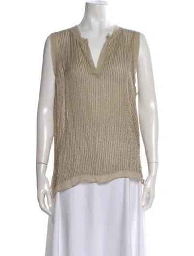 Pre-owned L'agence Silk Patterned Top In Neutral
