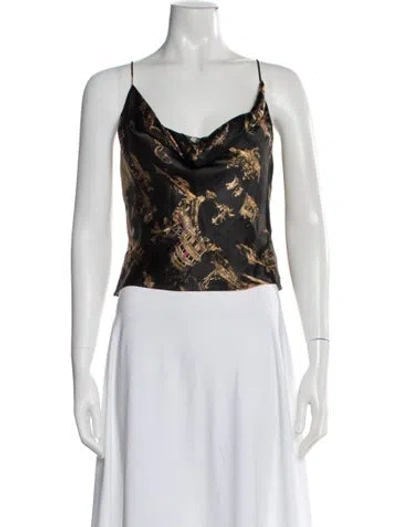 Pre-owned L'agence Silk Patterned Top W/ Tags In Black