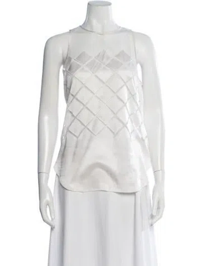 Pre-owned L'agence Silk Patterned Top In White