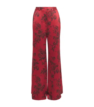 L'agence Silk Pilar Wide-leg Trousers In Red