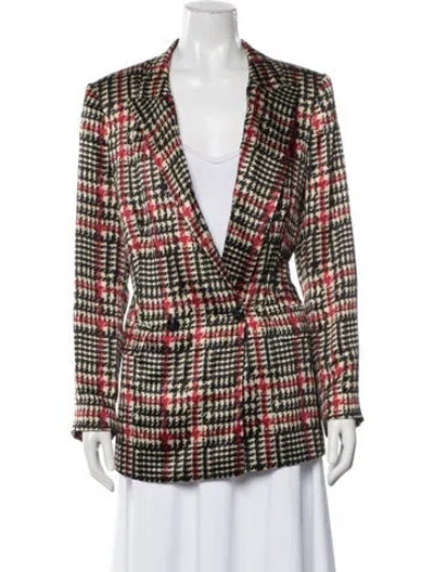 Pre-owned L'agence Silk Plaid Print Blazer In Black