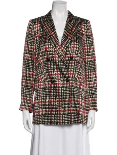 Pre-owned L'agence Silk Plaid Print Blazer In Multi
