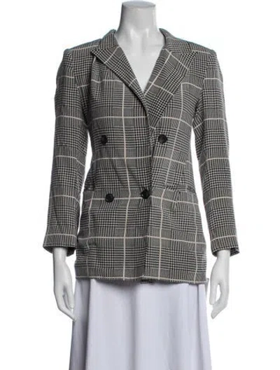 Pre-owned L'agence Silk Plaid Print Blazer In Neutrals
