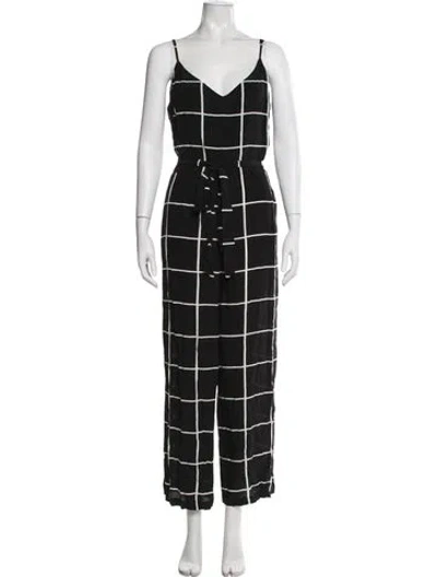 Pre-owned L'agence Silk Plaid Print Jumpsuit In Black