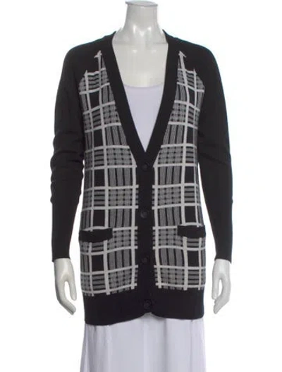 Pre-owned L'agence Silk Plaid Print Sweater In Black