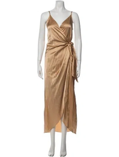 Pre-owned L'agence Silk Pleated Accents Nightgown In Neutrals